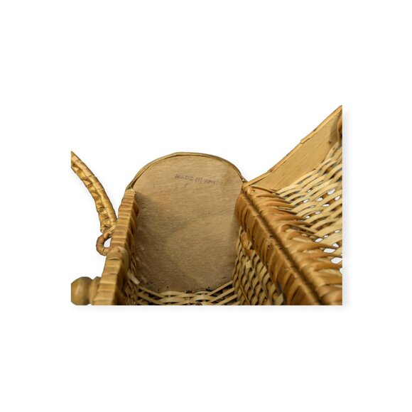 Vintage 70s Wicker & Wood Handbag - Picture 8 of 14